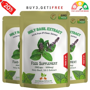 Heilige Basilikum Kapseln (Tulsi) 5000 mg Veg Kapseln 10% Ursolsäure, vegane Kapseln - natürlicher und starker Extrakt