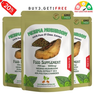 Mesima Mushroom Capsules 10000mg-(140 mg Polysaccharide)-Vegan, STRONG & EFFECTIVE
