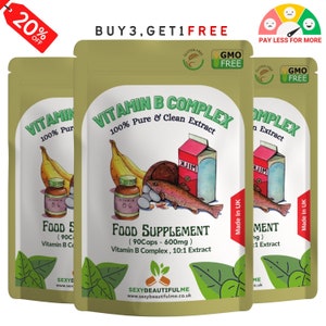 Vitamin B Complex HIGH STRENGTH Capsules-B1 B2 B3 B5 B6 B12 +Biotin Folic Acid