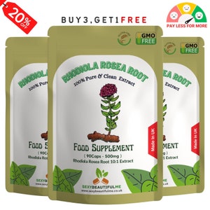 Rhodiola Rosea Capsule 5000 mg - (9% Salidroside = 41 mg) - 100 natürliche und starke Extrakte, vegane Kapseln