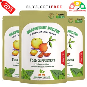 Fibra de pectina de pomelo 4000 mg: extracto 100 % natural y potente, cápsulas veganas