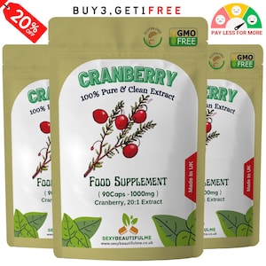 Cranberry Extract Capsules-20,000mg - 100% Natural and Strong Extract, Vegan Capsules