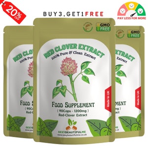 Red Clover Capsules 1200mg-8% Isoflavones-Natural and Strong Extract, Vegan Capsules