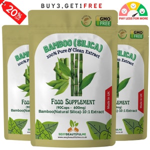 Natural Silica 6000mg Capsules-Natural Bamboo Extract- Hair, Nails, Skin Health