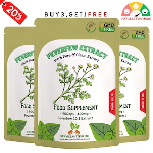 Feverfew Extract 4000mg Capsules, Migraine Support, 100%Natural&Clean-Vegan Caps
