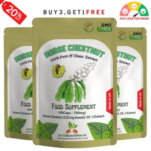 Horse Chestnut Extract Capsules 7000mg ( 140mg Aescin ) Vegan Capsules-100% Natural and Strong Extract