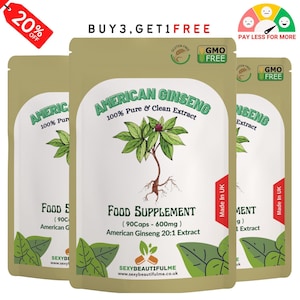 American Ginseng Capsules: 12,000mg Natural Vegan Supplement