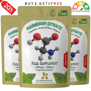 Cápsulas de citrato de magnesio, 700 mg, alta potencia, extracto 100 % natural y potente, cápsulas veganas