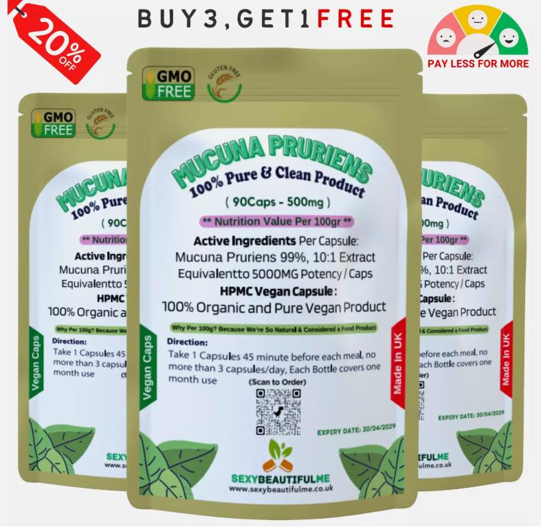 Mucuna Pruriens 500mg - Complément 99% L-Dopa Naturel & Vegan - Boîte De 90 Gélules (Exp. 06/2028)