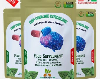 CDP Choline Citicoline 550mg Capsules: Vegan Supplement