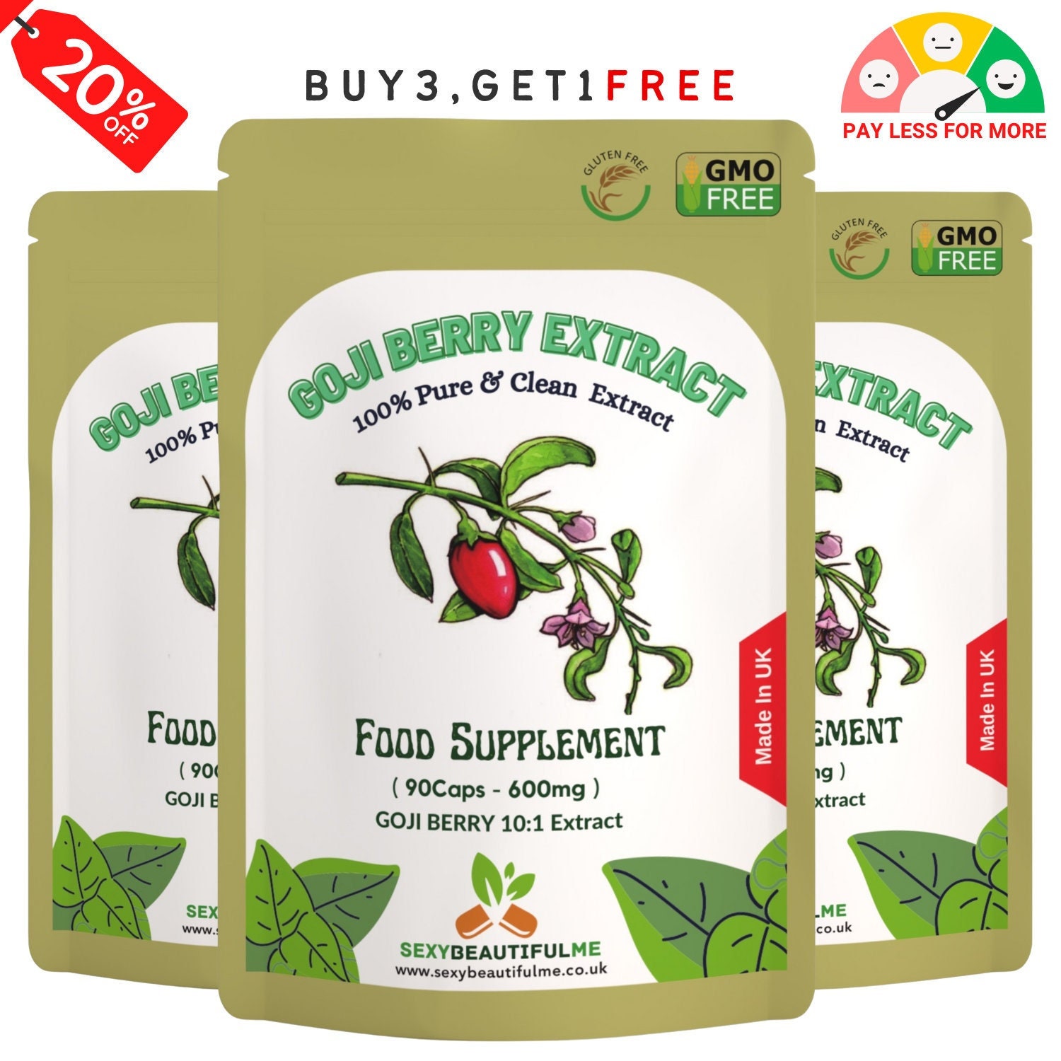 Extracto de bayas de Goji, cápsulas veganas de 6000 mg, suplemento natural  genuino, extracto 100 % natural y potente, cápsulas veganas, image size:1500x1500