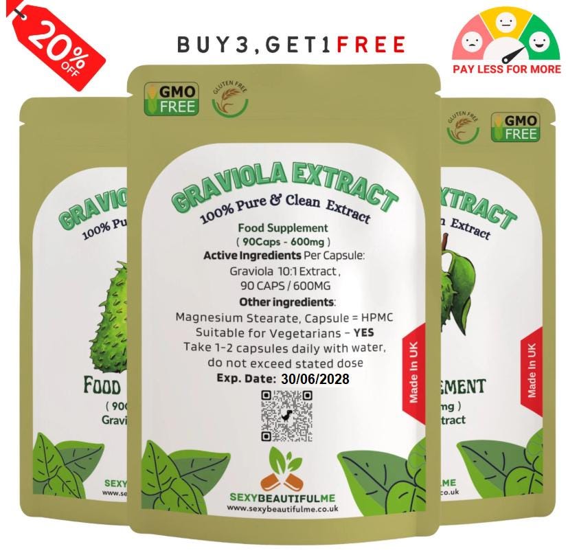 Graviola (Soursop) Fruit-6000mg Caps (1?etogenins), Antioxidant, Liv