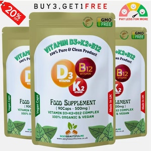 Vegan Vitamin D3 K2 B12 Powder: Natural Organic Supplement