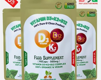 Vegan Vitamin D3 K2 B12 Powder: Natural Organic Supplement