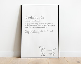 DACHSHUNDS A4 PRINT - Dachshund Definition Wall Print Download