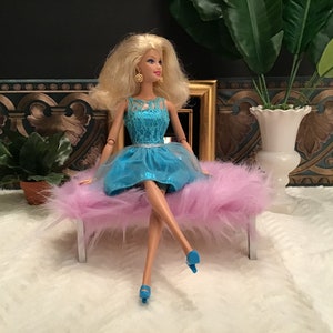 Lavender 1:6 Scale Furry Bench for 11 1/2” - 12” Fashion Dolls