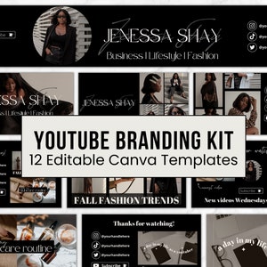 Youtube Branding Kit, Editable Youtube Thumbnails, Youtube Banners, Youtube Channel Kit, Youtube Canva Template Bundle, Intros & Outros