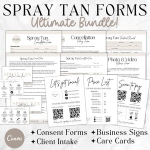 Editable Spray Tan Forms, Spray Tanning Business, Client Intake and Consent Form, Sunless Tanning Spa Consultation Form, Printable Canva pdf image 1