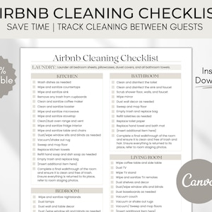 Airbnb Cleaning Checklist, Editable Airbnb Canva Template, Cleaning Schedule, Vacation Rental Housekeeping Checklist, Airbnb Cleaning List