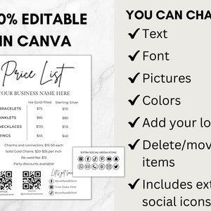 Permanent Jewelry Price List Sign, Permanent Jewelry Display Flyer, QR Code and Social Media Sign, Permanent Jewelry Business Canva Template image 5