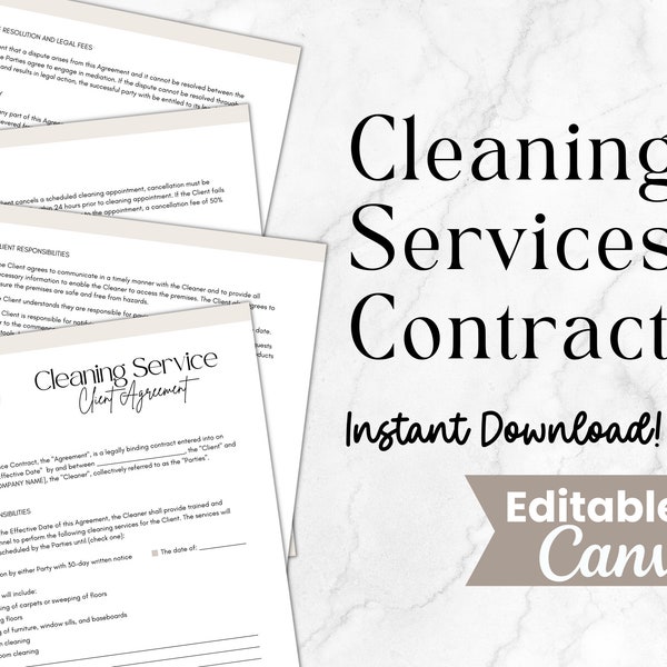 Cleaning Lady Contract Etsy