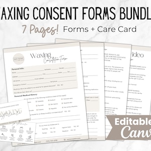 Waxing Consent Forms, Waxing Treatment Templates Bundle, Editable Waxing Consultation Forms, Esthetician Forms Bundle, Spa Client Intake
