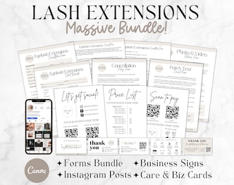 Lash Tech Business Bundle, Lash Consent Forms, Eyelash Extension Waiver, Lash Client Intake, Lash Instagram Templates, Lash Business Cards