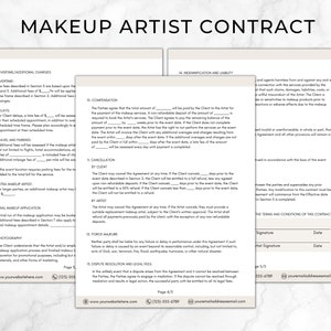 Makeup Artist Contract, Editable MUA Forms, Wedding and Bridal Makeup ...