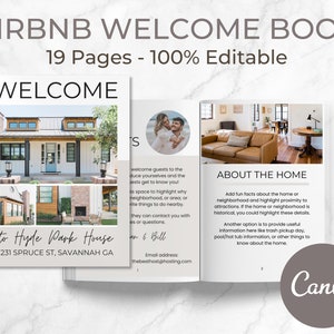 Plantilla de libro de bienvenida de Airbnb, libro imprimible para huéspedes de Airbnb, carpeta editable para anfitriones de Airbnb, guía descargable para anfitriones de alquileres vacacionales