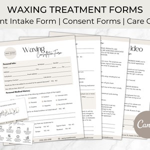 Modèles de formulaires de consentement à l’épilation modifiables, formulaires d’esthéticienne, formulaires de salon de beauté imprimables, accord client et consultation pour le traitement à la cire