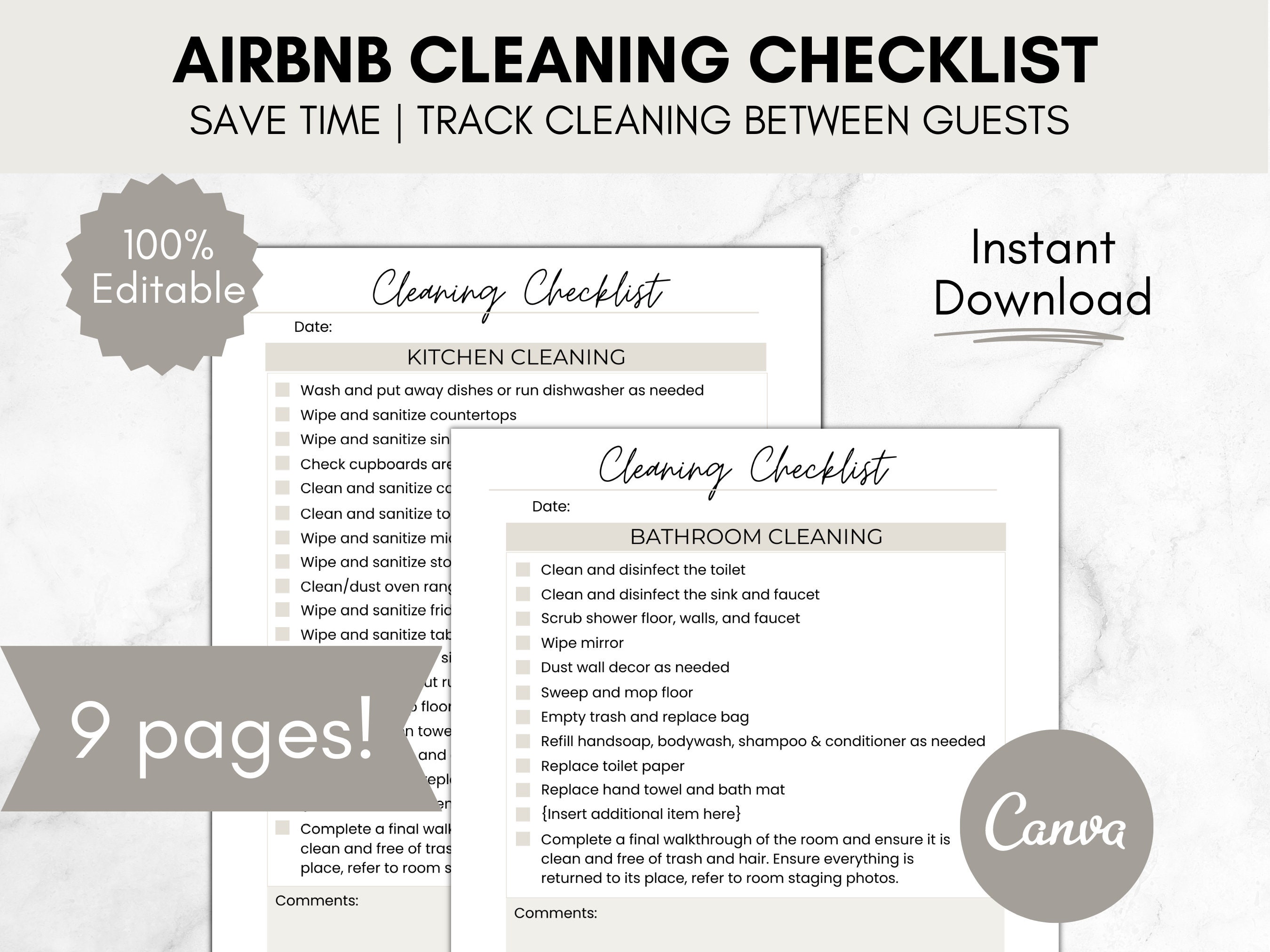 Airbnb Cleaning Checklist Airbnb Printable Template - Etsy