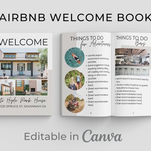 Airbnb Welcome Book Template, Vacation Rental Welcome Book, VRBO Welcome Book, Editable Airbnb Guest Book, House manual, Canva Welcome Guide