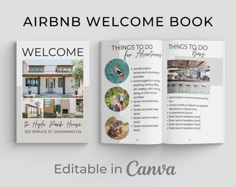 Airbnb Welcome Book Template, Vacation Rental Welcome Book, VRBO Welcome Book, Editable Airbnb Guest Book, House manual, Canva Welcome Guide