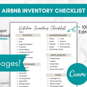 Airbnb Inventory Checklist Template, Editable Airbnb Essential Items List, Printable Vacation Rental Download, Host Amenities Guide