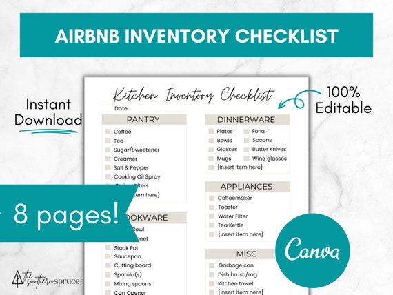Airbnb Inventory Checklist Template, Editable Airbnb Essential Items List, Printable Vacation Rental Download, Host Amenities Guide