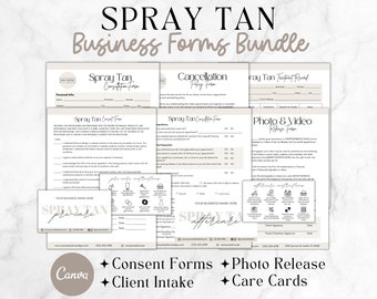 Spray Tan Consent Forms Bundle, Spray Tanning Business Templates, Editable Esthetician Forms, Spa Forms, Spray Tan Care Card and Client Form