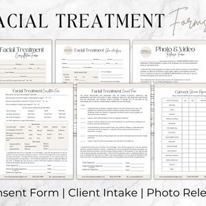 Facial Intake Forms, Esthetician Consent Forms, Facial Treatment Templates, Editable Esthetician Form, Printable Skincare Consultation Forms