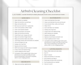 Airbnb Cleaning Checklist Template, Editable Airbnb Printable Cleaning Schedule, VRBO Rental Housekeeping Checklist, Airbnb Cleaning List