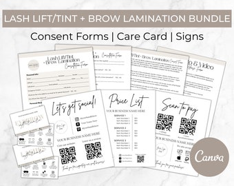 Esthetician Lash Lift and Brow Business Bundle, Lash Lift and Tint Consent Forms, Brow Lamination Templates, Beauty Salon Client Intake Form