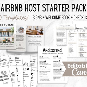 Airbnb Host Bundle, Airbnb Welcome Book, Welcome Guide, Airbnb Signs, Airbnb Cleaning and Inventory Checklist, Printable Canva Template
