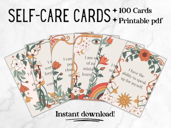 Daily Affirmation Cards Pack, Printable Positive Affirmation Quotes, Self Care Cards Download, Manifestation Cards, Self Love Cards