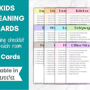 Kids Cleaning Cards, Zone Cleaning Bundle, Cleaning Checklist, Family Chore Chart, Adhd Cleaning, Cleaning Schedule, Editable Chore Chart