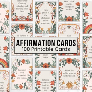 Affirmation Cards, Printable Positive Affirmation Quotes, Self Affirmations, Self Care Cards Download, Manifestation Cards, Self Love Cards