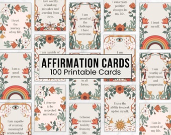 Affirmation Cards, Printable Positive Affirmation Quotes, Self Affirmations, Self Care Cards Download, Manifestation Cards, Self Love Cards