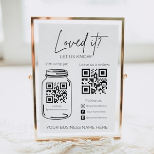 Business QR Code Zeichen, hinterlassen Sie uns eine Bewertungszeichenvorlage, Tipps Zeichen, virtuelles Trinkglas, Social Media Zeichen, Salon Zeichen, Google Bewertung Zeichen