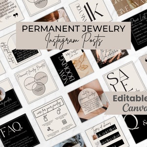 Editable Permanent Jewelry Instagram Posts Templates, Permanent Jewelry Social Media Templates, Permanent Jewelry Business Supplies