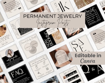 Editable Permanent Jewelry Instagram Posts Templates, Permanent Jewelry Social Media Templates, Permanent Jewelry Business Supplies