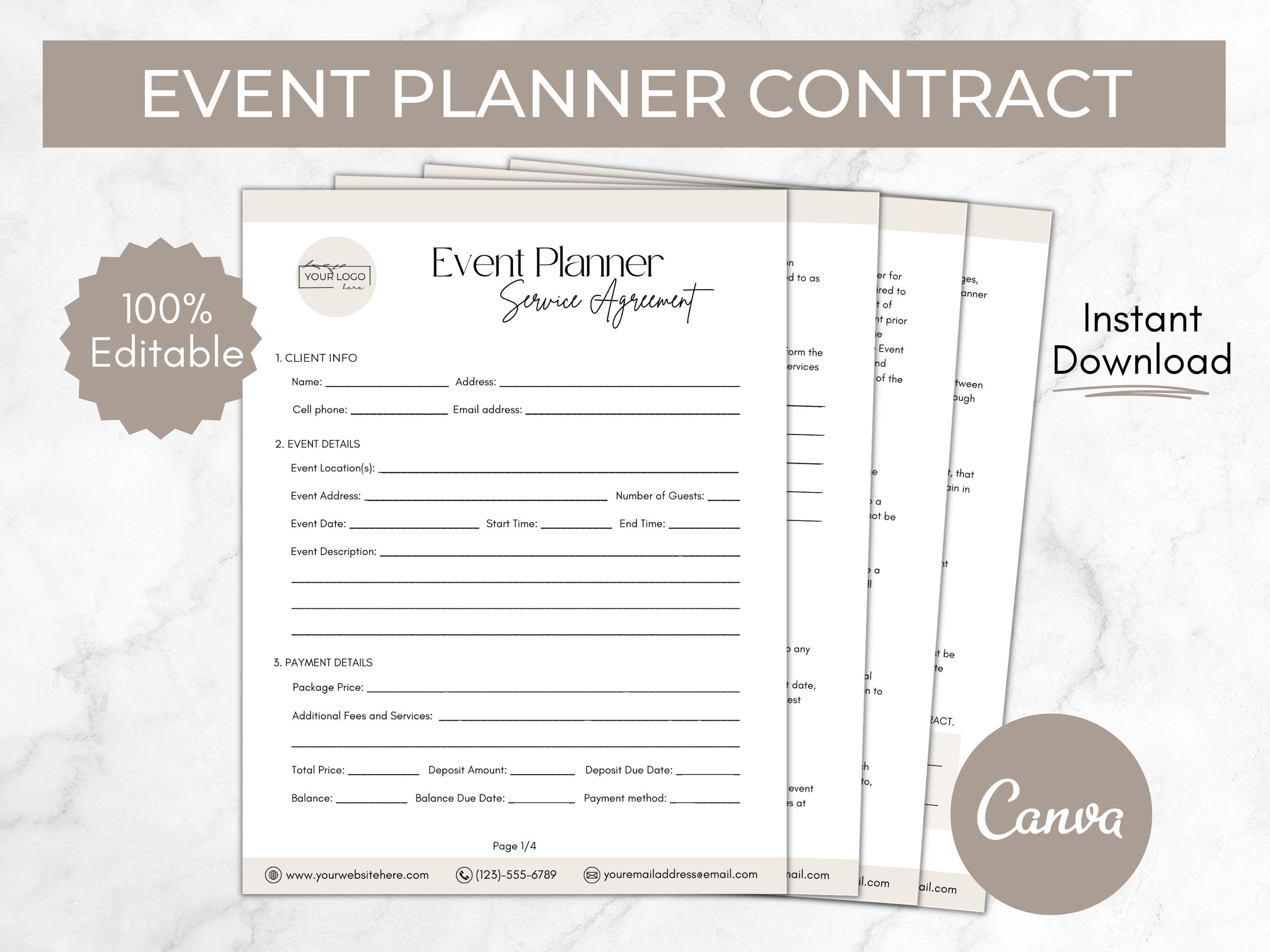 Plantilla de contrato de planificador de eventos, acuerdo de servicio de  planificación de bodas, formularios de cliente de planificación de eventos,  plantilla de formulario Canva editable - Etsy México, image size:2700x2025