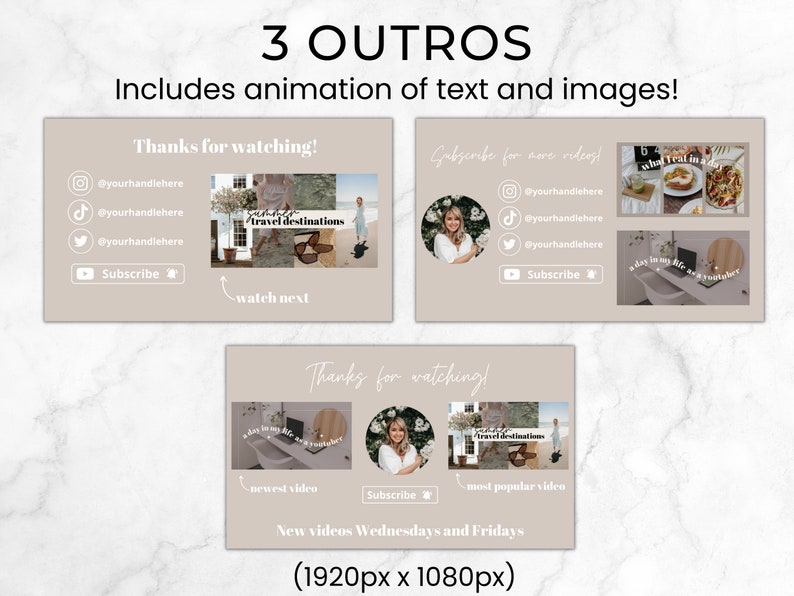 Youtube Branding Kit, Editable Youtube Thumbnails, Youtube Banners, Youtube Channel Kit, Youtube Canva Template Bundle, Intros & Outros image 4