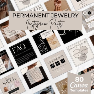 Editable Permanent Jewelry Instagram Posts Templates, Permanent Jewelry Social Media Templates, Permanent Jewelry Business Supplies image 1